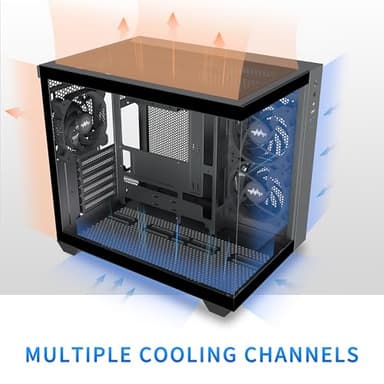 MUSETEX ATX PC Case, 3 x 120mm Fans Pre-Installed, 360MM RAD Support, 270° Full View Tempered Glass Gaming PC Case with Type-C, Mid Tower ATX Computer Case, Black, Y6 - Image 4