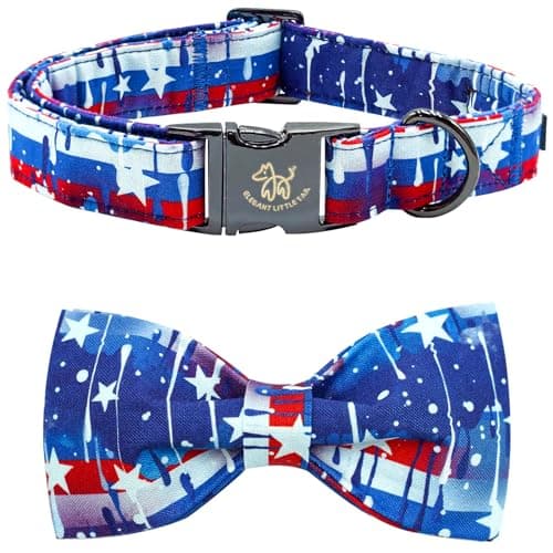 Elegant little tail Independence Dog Collar, Holiday Pet Collar with Bow Dog Durable Patriotic Dog Collars Pet Gift Adjustable Dog Collar for Large Dogs - Image 1