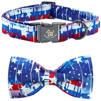 Elegant little tail Independence Dog Collar, Holiday Pet Collar with Bow Dog Durable Patriotic Dog Collars Pet Gift Adjustable Dog Collar for Large Dogs - Image 1