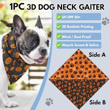 Brand Dog Neck Gaiter - Cooling Bandanas for Large, Medium & Small Dogs - Halloween & Outdoor Decor - 3D Print Scarf Gift - Pumpkin, Bat, Ghost Designs - Image 2