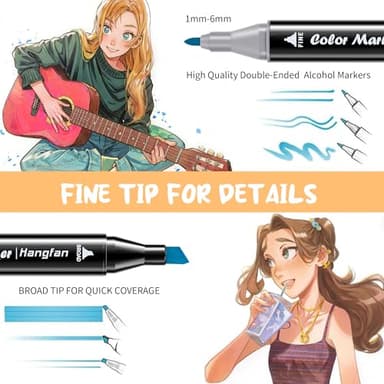 hangfan 24 Colors Alcohol Markers,Pens for Adult Coloring Oily,Permanent Marker Set Perfect for Beginner,Dual Tip Art Markers,Drawing Markers, Card Making and Kids Sketching Illustration - Image 2