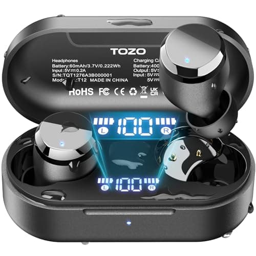 TOZO T12 Wireless Earbuds Bluetooth 5.3 Headphones, Call ENC Noise Cancelling Mic, 55Hrs Playtime App Customize EQ IPX8 Waterproof LED Digital Display Premium Sound Headset - Image 1