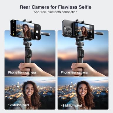 Vlog Selfie Monitor Screen, Magnetic Phone Vlog Selfie Monitor Screen 4K 60fps Bluetooth Remote, Back Camera Monitor for Vlog Live Stream TikTok, Compatible with iPhone & Android - Image 5