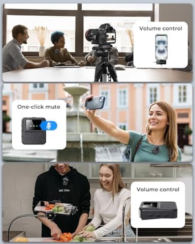 BAILIXIN 3-in-1 Mini Microphone for iPhone, Android, Camera - 328ft Long Range, 20H Battery Life, Wireless Microphones, Lapel Mic with AI Noise Reduction for Video Recording, YouTube, TikTok - Image 5