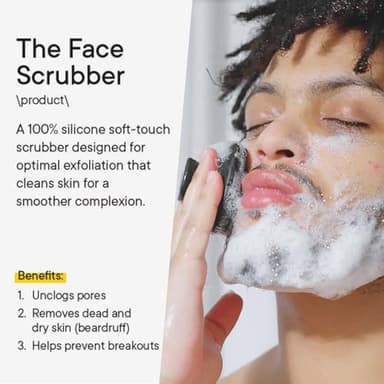 VWMYQ Face Scrubber, Silicone Face Scrubber for Men Facial Cleansing Brush Silicone Face Wash Brush Manual Waterproof Cleansing Skin Care Face Brushes for Exfoliating- Black - Image 2