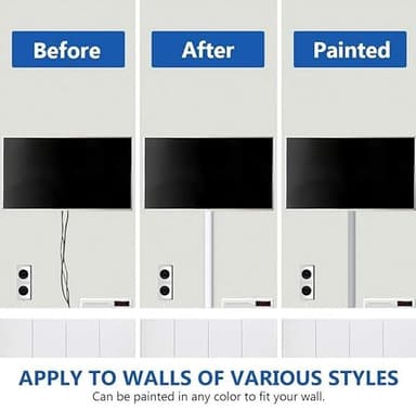 Delamu Cord Hider, 157in Wire Covers for Cords on Wall, Premium Cable Hider Cord Covers for Wires, Cable Management Wire Hiders for TV, Cable Raceway Kit, W0.95 H0.55in, White - Image 10