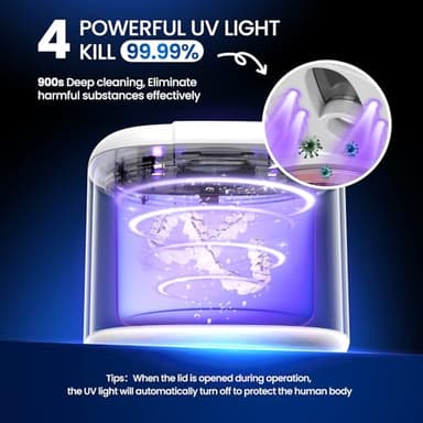 Ultrasonic Retainer Cleaner, 45kHz Retainer Cleaner Machine with 4 Modes Digital Timer, 200ML Denture Cleaner with Mouth Guards, Braces, Toothbrush Heads, Jewelry (White) - Image 3