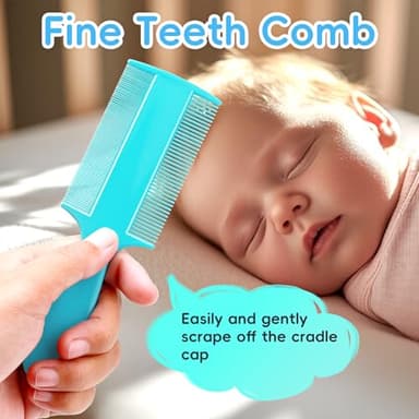 Cradle Cap Brush for Babies, Set of 5 Baby Bath Essentials with Bath Sponge Silicone Scrubber Long Handle Comb for Newborns Toddlers Boys Girls (Green) - Image 5