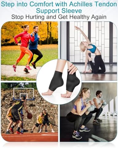 PGRODE Achilles Tendon Sleeve with Silicone Heel Protector Cushion Pad, Achilles Tendonitis Support Compression Socks for Women Plantar Fasciitis, Bursitis, Heel Pain Relife, 1 Pair (Black) - Image 6