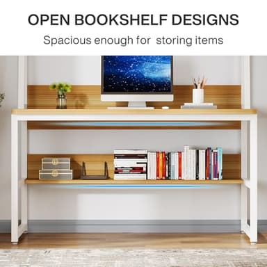 Tribesigns Computer Desk with Hutch, 47 inches Home Office Desk with Space Saving Design with Bookshelf for Small Spaces - Image 4