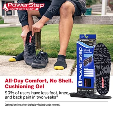 PowerStep Comfort Last Insoles, Cushioning Gel Insoles for Standing All Day, Supports Metatarsal Pain, Foot Arch, Heel Pain, All Day Comfort, Made in The USA (Men's 11-12.5) - Image 2
