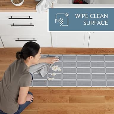 TOWN & COUNTRY BASICS Comfort Plus Windowpane Plaid Anti Fatigue Comfort Mat, Kitchen Runner Mat, Standing Desk Mat, Dorm Room Rug, Non-Slip Backing, Dark Grey, 18"x55" - Image 5