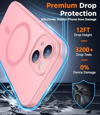 SPIDERCASE Designed for iPhone 15 Case, Magnetic Translucent with 2PCS Tempered Glass Screen Protector Anti-Fingerprint Anti-Scratch Phone Case,Pink - Image 3