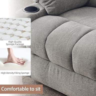 Ketaiyou Rocker Swivel Recliner Chair for Adults, Overstuffed Large Manual Recliner Glider with Massage and Heat, Comfy Soft Fabric Living Room Reclining Sofa Chair(Lime Gray) - Image 4