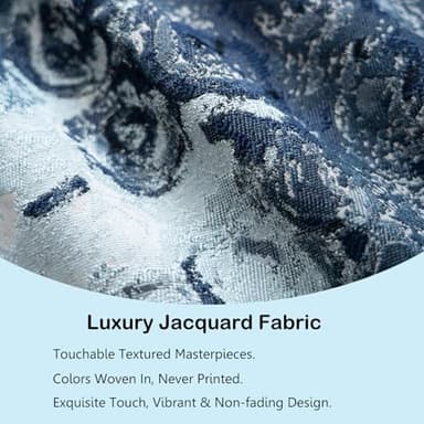 sykting Jacquard Navy Blue Throw Pillow Covers 18x18 Set of 4 Double-Sided Abstract Floral Artwork Cushion Covers for Couch Sofa Living Room Modern Art Home Decor - Image 3