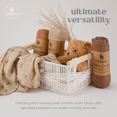 Muslin Swaddle Blankets - 4 Pack | Muslin Baby Blanket for Newborn Boy/Girl | Soft&Breathable Receiving Blankets | Newborn Swaddle Blanket (47" x 47")| Baby Essentials,Registry & Gift- Desert Dreams - Image 3