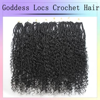 Boho Faux Locs Crochet Hair 24 Inch Goddess Locs 8 Packs Boho Soft Locs Crochet Hair with Curly Ends Pre-looped Long Bohemian River Locs Crochet Hair for Black Women(24Inch, 1B) - Image 5