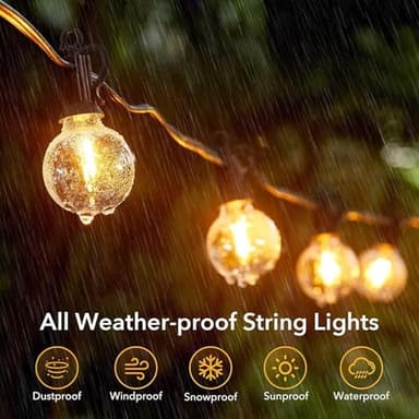 Brightown Outdoor String Lights - 100 FT Patio Lights with 50 LED G40 Globe Plastic Bulbs, All Weatherproof Connectable Commercial Hanging Light for Outside Backyard Porch Cafe - Image 6