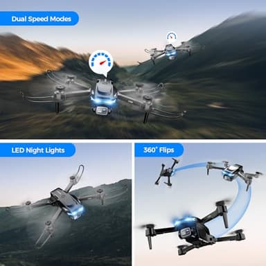 Drone with Camera - Drone with Screen on Controller for Beginners, Foldable Remote Control Quadcopter with Voice Gesture Control, 3D Flip, One Key Start, Emergency Stop, 2 Batteries, Easier to use - Image 5