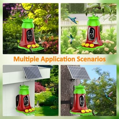 Lollyes Hummingbird Feeder with Camera, 7W Solar-Powered Smart Bird Feeder Camera with SD Card, AI Identify Bird Species, Anti-Ant Moat, Ideal Gift - Image 7