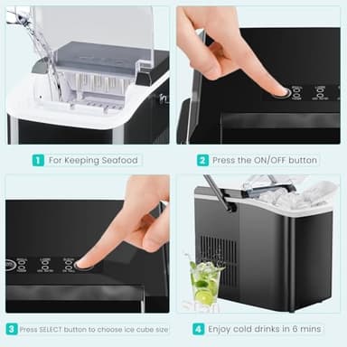 OLIXIS Ice Maker Machine with Handle,26lbs in 24Hrs,9 Ice Cubes in 6 Mins,Auto-Cleaning Portable Ice Maker with Basket and Scoop, Countertop Ice Maker for Home/Kitchen/Camping/RV, Sleek Black - Image 6