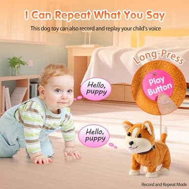 Interactive Plush Dog Toy for Kids 3+, Voice Activate, Walking, Sitting, Barking Corgi Puppy with Accessories, Realistic Stuffed Animal Gift for Girls 3-6 Years Old - Image 5