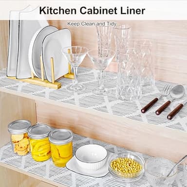 Drawer and Shelf Liner for Kitchen Cabinet,Non-Adhesive Cabinet Liner 12in x 20FT,Waterproof Shelf Paper Non-Slip Mats Cupboard Liners Contact Protect Dresser/Shelves/Table-Square Stripes - Image 5