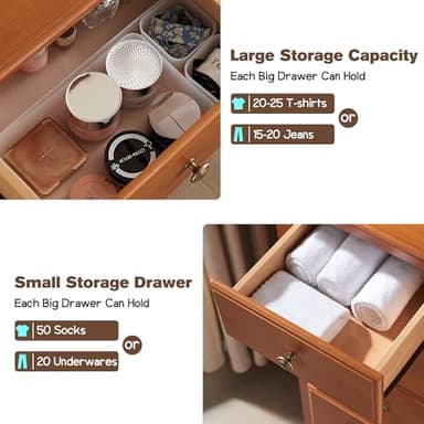 T4TREAM 6 Drawers Dresser Chests for Bedroom, 48" Tall Rustic Chset of Drawers, Wood Dressers Organizer for Bedroom, Living Room,Hallway, Cherry - Image 6