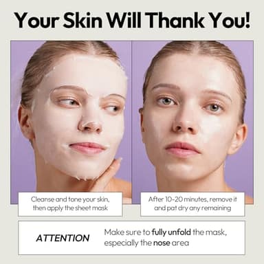 LAPCOS Collagen Sheet Mask, Firming Daily Face Mask with Collagen Peptides for Anti-Aging, Helps to Minimize Wrinkles, Restores Skin Elasticity & Firmness, Hydrating, Korean Beauty, 5-Pack - Image 6