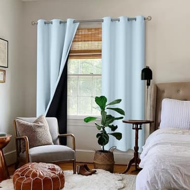 BGment Baby Blue 100% Blackout Curtains for Nursery Bedroom 72 Inch Length 2 Panels, Thermal Insulated Full Light Blocking Grommet Noise Cancelling Window Curtains for Kids Room, 42 Inch Wide Each - Image 2