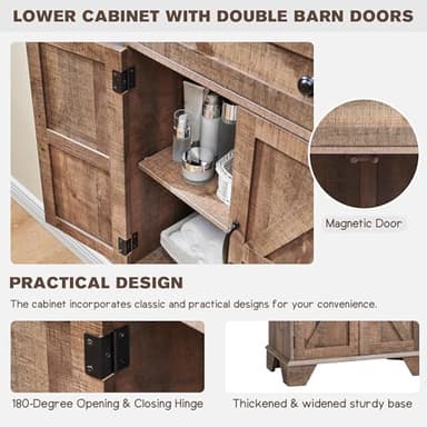 ACCOHOHO Farmhouse Bathroom Cabinet, 72" Tall Storage Cabinet with 2 Drawers, Adjustable Shelves & Barn Door, Cabinets for Bathroom, Living Room, Kitchen, Rustic Brown - Image 6