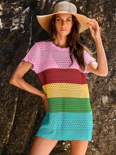 ANRABESS Swimsuit Cover Up for Women 2025 Crochet Bathing Suit Swimwear Mesh Knit Beach Dress Summer Vacation Outfit Clothes X-Large - Image 9