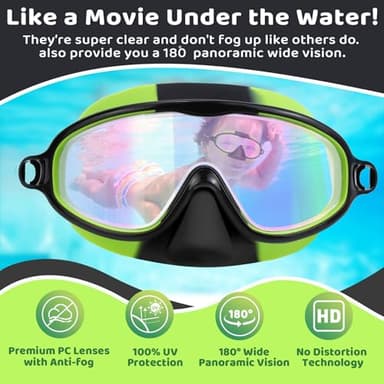 Vvinca 2 Pcs Kids-Swim-Goggles with Nose Cover, Swimming Diving Mask Wide View Anti Fog UV Anti Shattered Lens for Kids 3-5 - Image 5
