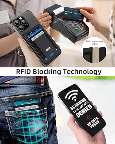 For Magsafe Wallet Stand, Strongest Magnetic Wallet for iPhone 17/16/15/14/13 Series, for iPhone Walle t with Adjustable Stand, ID Window, 4 Card Slot, Hold 10 Card, VeganLeather, RFID Blocking, Black - Image 5