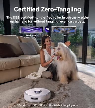 NARWAL Freo Z Ultra Robot Vacuum and Mop Combo, Dual RGB Cameras and Chips, AI Avoidance, 12000Pa Suction, Real-Time Decisions, Adaptive Hot-Water Self Wash & Self Emptying,Quiet, White (Renewed) - Image 7