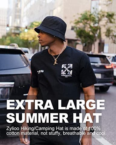 Zylioo XX-Large Reversible Bucket Hat,Oversize Summer Travel Bucket Hats,Wearable Sun Hat for Big Heads 25"-26" - Image 7