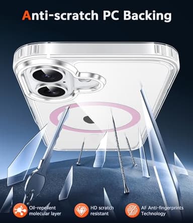FNTCASE for iPhone 17 Case Clear: Magnetic Transparent Phone Cases with Screen Protector Slim Anti Yellowing Military Grade Drop Protection Rugged Shockproof Protective Cell Phone Cover (F-Pink) - Image 5