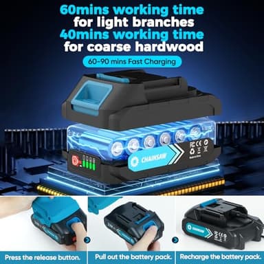 6 Inch Mini Chainsaw Cordless, Portable Electric Chainsaw, for Wood Cutting, Tree Trimming, Courtyard, Household, and Garden - Image 5
