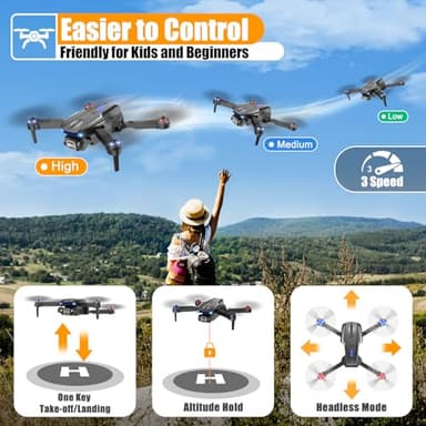 X-shop Drone with 1080P Camera for Kids Adults, Foldable RC Quadcopter with One Key Take Off/Land, Gesture Selfie, 3D Flip, 2 Batteries, Carrying Case, Toy Gift for Beginners - Image 5