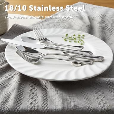 KINGSTONE Silverware Set, 40-piece 18/10 Stainless Steel Flatware Set Cutlery Set for 8, for Kitchen, Home, Wedding, Party, Mirror Polished and Dishwasher Safe, Featured Gifts - Image 6