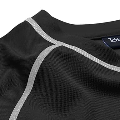 Mens Big and Tall Swim Shirt Sun Protection UPF 50+ Rash Gard Quick Dry T-Shirt Black - Image 5