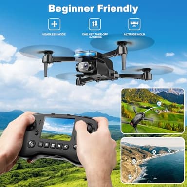Drone with Camera - Drone with Screen on Controller for Beginners, Foldable Remote Control Quadcopter with Voice Gesture Control, 3D Flip, One Key Start, Emergency Stop, 2 Batteries, Easier to use - Image 4