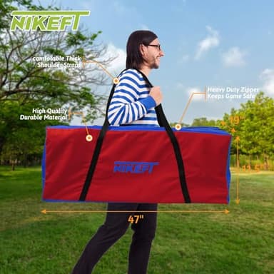 n1keft Jumbo 4 in a Row Game Set,4FT Giant Game Set with Carry Bag&42 Pieces Rings&Cup Holder,Indoor/Outdoor Yard Game for Kids & Adults-Fun Family&Party Game-Boosts Brain Power(Red&Blue) - Image 7