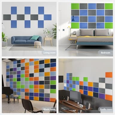 Amantech 12 Pack Acoustic Panels Self Adhesive Sound Proof Foam, High Density Sound Acoustic Panel, 16X12X0.4 Inch 4:3 Rectangle Panels in Home, Office, Reccording Room, Studio,and more(Sky Blue) - Image 7