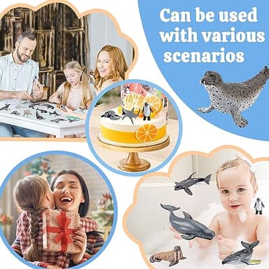 20pcs Mini Ocean Animal Figurines - Realistic Sea Creatures Toy Figures with Sharks, Whales & Diver Figures - Great for Kids' Parties, Cake Topepr & Gift - Image 6