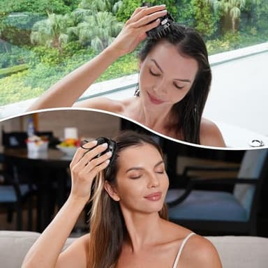 SHINLEA 2 in 1 Scalp Massager Hair Growth,Scalp Scrubber with Soft Silicone Bristles for Dandruff Removal,Shampoo Brush for Exfoliation,Head Massager for Both Wet and Dry Use (Black) - Image 7