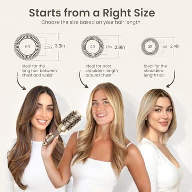 AIMIKE Round Brush for Blow Out, Medium Round Hair Brush Nano Thermal Ceramic & Ionic Tech, for Blow Drying & Styling, Curling and Shine - 2.9 inch Barrel w/Boar Bristles - Image 2
