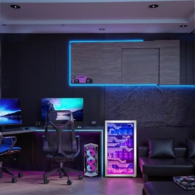 Manastin Gaming Light Up Beverage Refrigertor, Led Lighting Door 120 Cans Freestanding Beverage Fridge, Cyberpunk Beverage Cooler for Gaming, Gaming Room, Bar, Party (Lighting) - Image 5