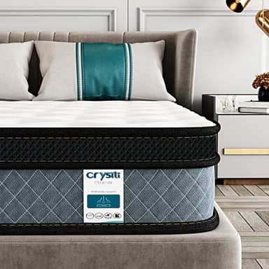 Crystli Queen Mattress, 10 Inch Memory Foam Mattress with Innerspring Hybrid Mattress in a Box Pressure Relief & Supportive Queen Size Mattress 100-Night Trial 10-Year Support - Image 1