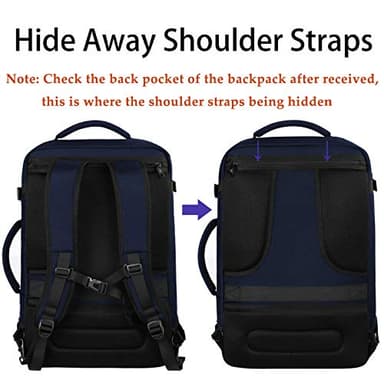 MATEIN Weekender Backpack, Large Capacity Travelling Suitcase Backpack with Strap for Clothes, Expandable Flight Approved Business Carry on Daypack for International Travel, Blue - Image 4
